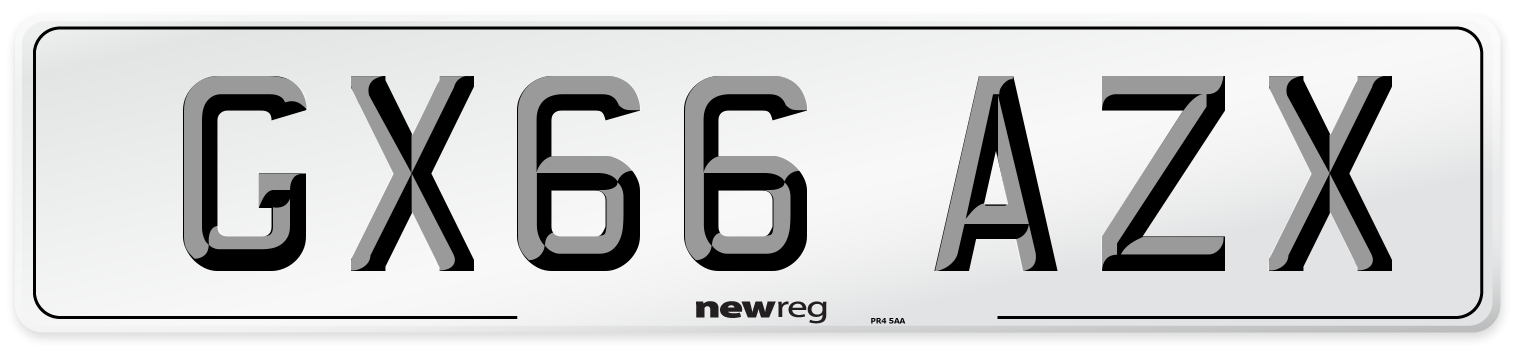 GX66 AZX Number Plate from New Reg